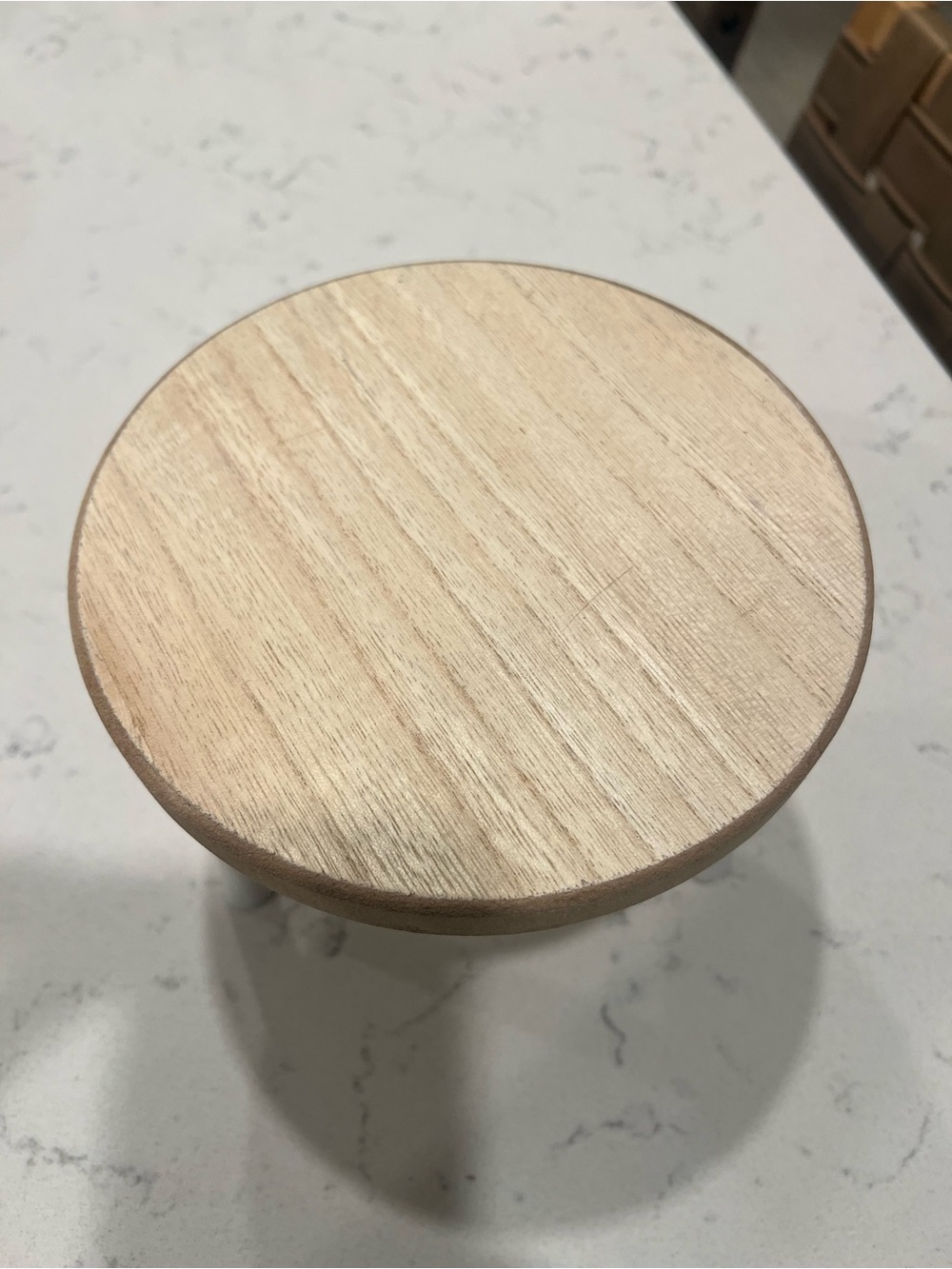 Wood Round Display Riser with White Tipped Legs - Picture 2 of 5